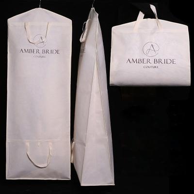 China High Quality Customized Dustproof Foldable Nonwoven Garment Bag Logo Fashion Wedding Gown Evening Dress Bag for sale