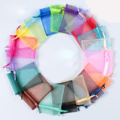 China Recyclable Ready To Ship Drawstring Jewelry Organza Gift Bags Mesh Pouches Christmas Gifts Candy Bags For Wedding Party for sale