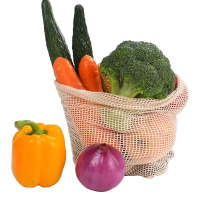 China Reusable Reusable Organic Cotton Produce Bags Set With Drawstring For Grocery Fruit Vegetable Mesh Laundry Bag Washable Cotton for sale