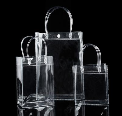 China Recyclable Custom Clear Plastic Packaging PVC Handles Bags With Clear Pvc Bag With Logo Clasp For Gifts for sale