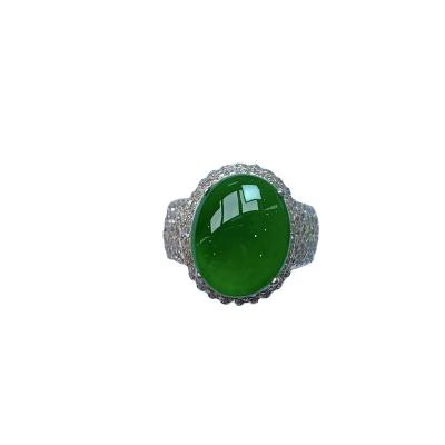 China 2021 New High Quality Luxury Fashion Ladies CLASSIC Green Natural Jade Ring for sale