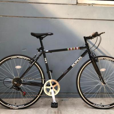 China Hybrid 700C steel in black color hot sale 7 speed best road bike in running man bike bicycle bicicleta for sale