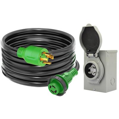 China 30 Amp Generator Cord Kit 125V/250V Generator Mains Power Indicator and Power Inlet Box Cords NEMA L14-30P/L14-30R for sale