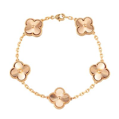 China Luxury FASHIONABLE High Quality Delicate Bangle Four Leaf Clover 18k Gold Plated Copper Designer Jewelry Bracelet for sale