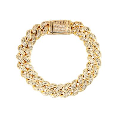 China Hot Selling Hiphop Hip Hop Bling Lab Diamond Bracelet Fashion Wrist Cuban Couples Full Chain Bracelets for sale