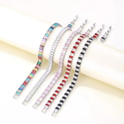 China New Design Hiphop New Design Multicolor Zircon Round Push-Up Bangle Tennis Wand Tennis Trendy Glitter Luxury Bangle for sale