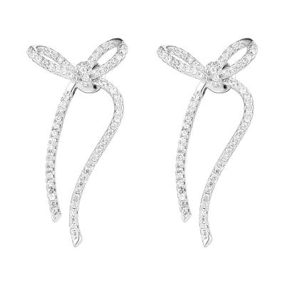 China Fashionable Innovative Design Exquisite Diamond Bow Earrings Women's Sweet Korean Girl's Earrings for sale