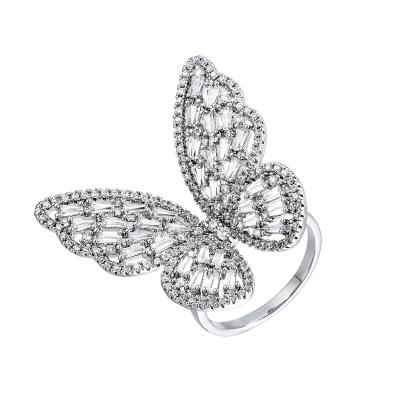 China FASHIONABLE Luxury Beautiful Zircon Big Butterfly Ring Sparkling Knuckles Finger Rings for Teenage Girls for sale