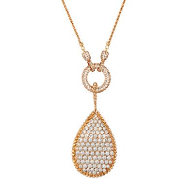 China Wholesale FASHIONABLE Luxury Charming DIY Copper Gold Plated Water Drop Diamond Pendant Necklace For Women for sale