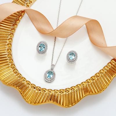 China Best Selling Luxury Vintage Quality Peridot Quartz Gemstone Earrings Necklace Set Sparkle High Carbon Diamond Jewelry Set for sale