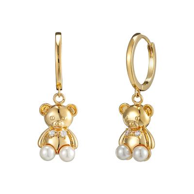 China New Hot Popular Original Design Cute Bear Earrings Cute Pearl Stud Earrings for sale