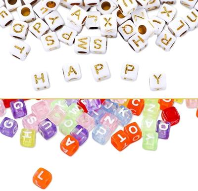 China 1400pcs 5 Color Acrylic Letter Cube Beads Ceramic Beads Diy Beaded Bracelet With Crystal Rope for sale