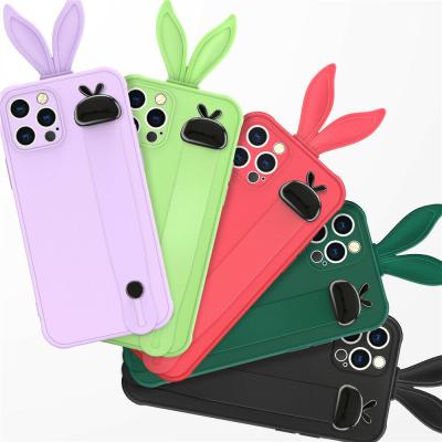 China 3D Rabbit Cute Soft Slim Wrist Strap Case Cover For iPhone 12 Pro 12 Mini 11 Max For All Phone for sale