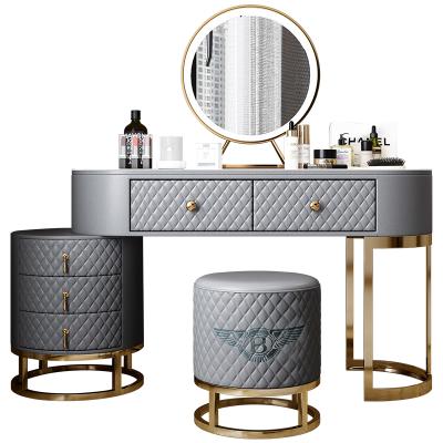 China Modern luxurious bedroom furniture dressing table with mirror and stool for sale