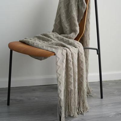 China Warm Nordic Sofa Air State Blanket Knitted Throw Blanket Tassels For 100% Acrylic for sale