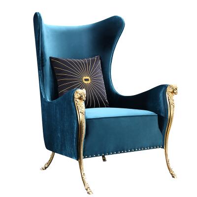 China High Back Wing Back Lounge Chair Modern Luxurious Vintage Velvet Lounge Chair for sale