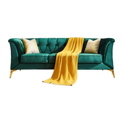 China Modular Design 3 Seater Italian Furniture Comfortable Velvet Upholstery Spring Luxury Sofa for sale