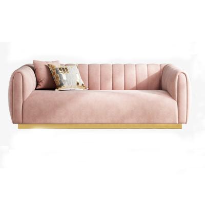 China Modern Luxury Hotel Furniture Home Pictures Pink Velvet Tufted Sofa Set for sale