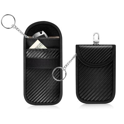 China Fashion carbon fiber faraday pocket rfid block case key fob bag for sale