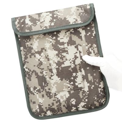 China Fashiontable Cloth Laptop Black Block Signal Leather Large PU Camouflage Faraday Pouch for sale