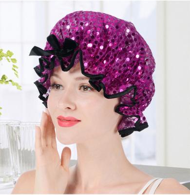 China Sustainable China Large Double Layer Waterproof Bath Caps Perfect Shower Cap for sale