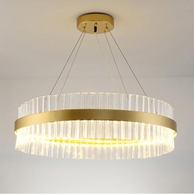 China China Supply Modern Warm Natural Daylight White Aluminum Suspended Led Light Crystal Chandelier Luxury for sale