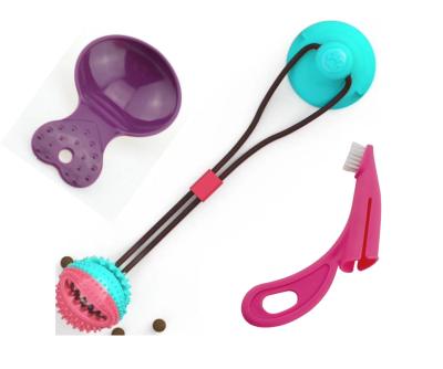 China 1pcs dog suction cup chew toy and 1pcs dog food spoon and 1pcs viable dog finger toothbrush as package for sale