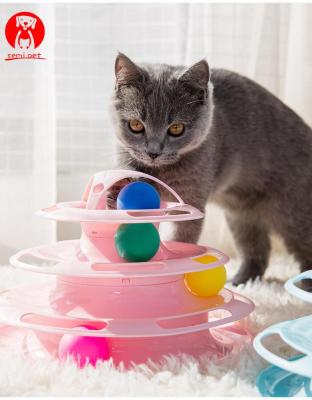 China Viable Supplies Cat Toy Pet Cat Play Board Interactive Toy Four-Layer Cat Turntable 3 Colors Stocked for sale