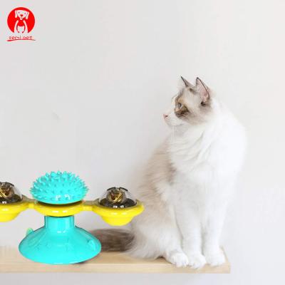 China Viable Interactive Windmill Cat Toy Turntable Teasing with Catnip Cat Scratching Tickle Pet Ball Toys Cat Supplies for sale