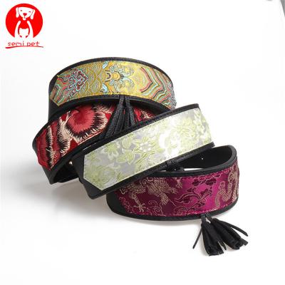 China Viable Embroidery Dog Collar Medium Large Tassels Charm Pet Collar Chinese Style For Pit Bull Breeds for sale