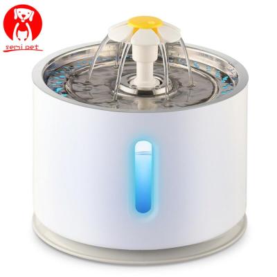 China 2.4L Automatic Pet Cat Water Drinking Bowl USB Automatic Fountain View Window LED Dog Drinking Dispenser for sale