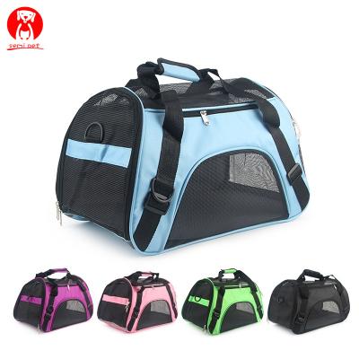 China Durable Soft-Sided Portable Carriers Pet Bag Pink Dog Carrier Bags Blue Cat Carrier Pets Handbag Outgoing Travel Breathable for sale