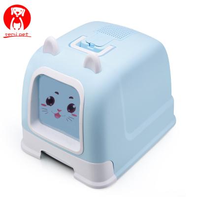 China Cats Double Enclosed Cat Litter Box Toilet Close Pet Cats Bedpans Potty Bins Forming Pet WC Product for sale