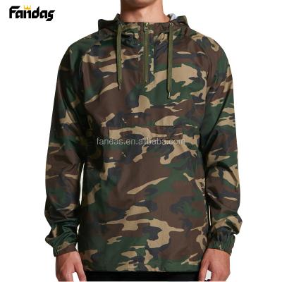 China Custom Made 100% Ployester Sublimation Camouflage Jackets For Men Pullover Anorak With Kangaroo Pocket for sale