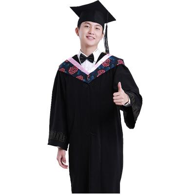 China Breathe Free Long Gown Full Set School Academic Dress Made Of Cloth Graduation Functional Cap With Tassel for sale