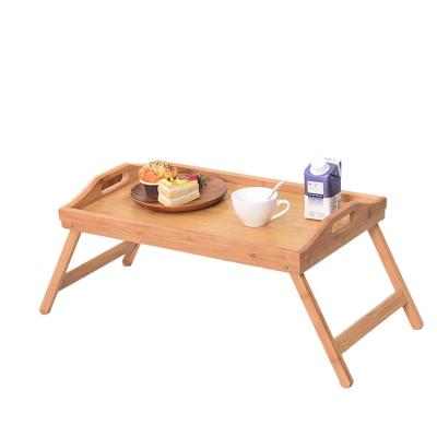 China Sustainable Eco Friendly Bamboo Wood Bathroom Desk Tray Desk Bamboo Table With Wooden Adjustable Leg for sale