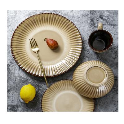 China Nordic Creative Viable Personality Home Restaurant Dish Combination Bowl Set Plate Steak Plate Ceramic Tableware for sale