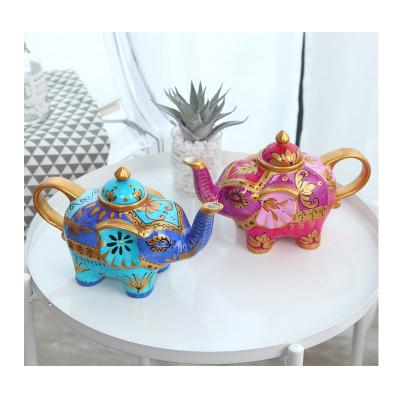 China European and American high-end creative hand-painted elephant retro mug set viable ceramic gift for sale