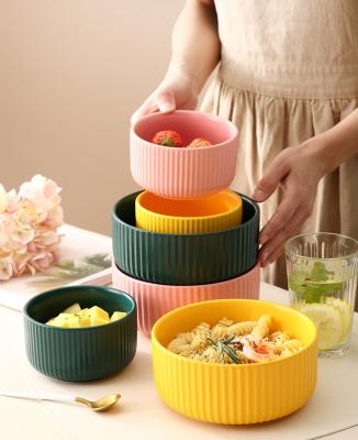 China Viable Cheap Price Oven Baking Bowl Porcelain Fruit Salad Bowl Ceramic Rice Bowl for sale