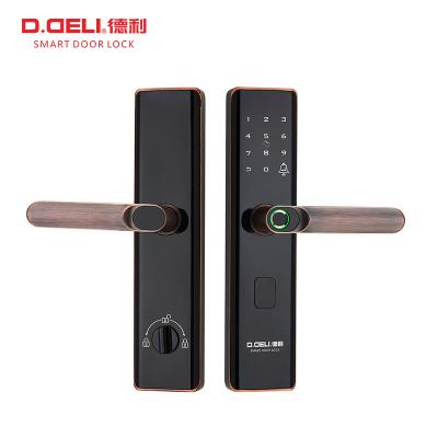 China High Quality Hot Selling Fingerprint Apartment D.Deli KJ012H17 IC WiFi Biometric APP Password Card Smart Door Lock Tuya For Apartments for sale