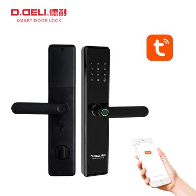 China D.DELI KJ016C Wide APP Fingerprint Hot Selling Smart Door Lock with Tuya APP WiFi Smartphone Remote Control High Quality for Bedroom Use for sale