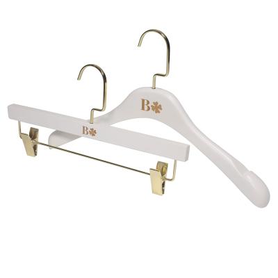 China YT Hanger Women Hanger Modern White Wooden Skirt Hanger With Logo for sale