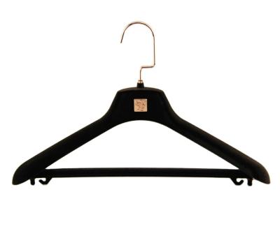 China Wholesale LY038 DISPLAY Hanger Clothing Hanger Black Velvet Plastic Flocking Hanger for sale