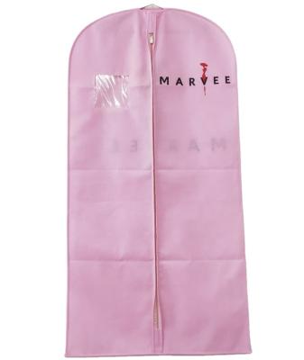 China Custom Non Woven Storage Garment Bag Pink Coat Bags With Logo For Storage for sale