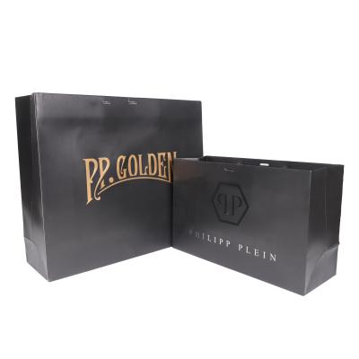 China Factory Customized Black Luxury Printed Handmade Carpet Gift Custom Shopping Paper Bag With Logo for sale