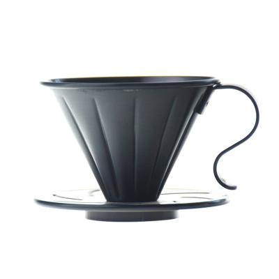 China Sustainable Wholesale Stainless Steel Coffee V60 Spout Black Metal Coffee Filter Mug for sale