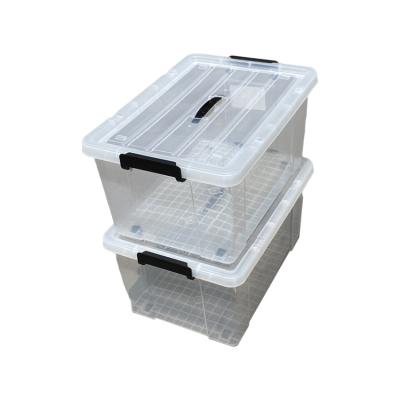 China Sustainable Wholesale Plastic 48L Storage Bin Clothes Storage Box Container With Durable Lid And Buckles for sale