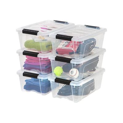 China Sustainable High Quality 90L Household Clothes Storage Box Transparent Plastic Storage Box With Handle for sale