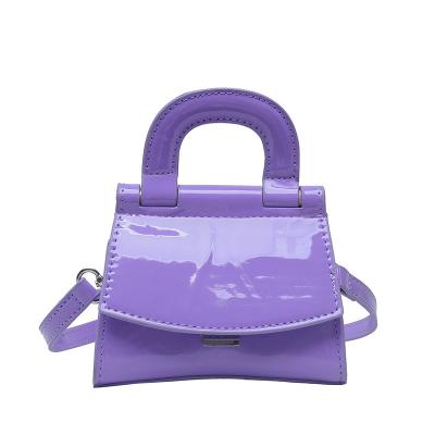 China Shiny Leather Outdoor Stylish Ladies Handbags Mini Purses For Women Custom Made Purple Patent Leather Small Handbags for sale