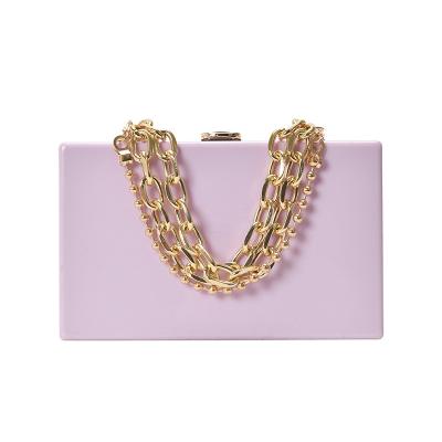 China Hot Selling Ladies Candy Color Chunky Single Square Acrylic Hot Sale Small PVC Handbag Chain Women for sale